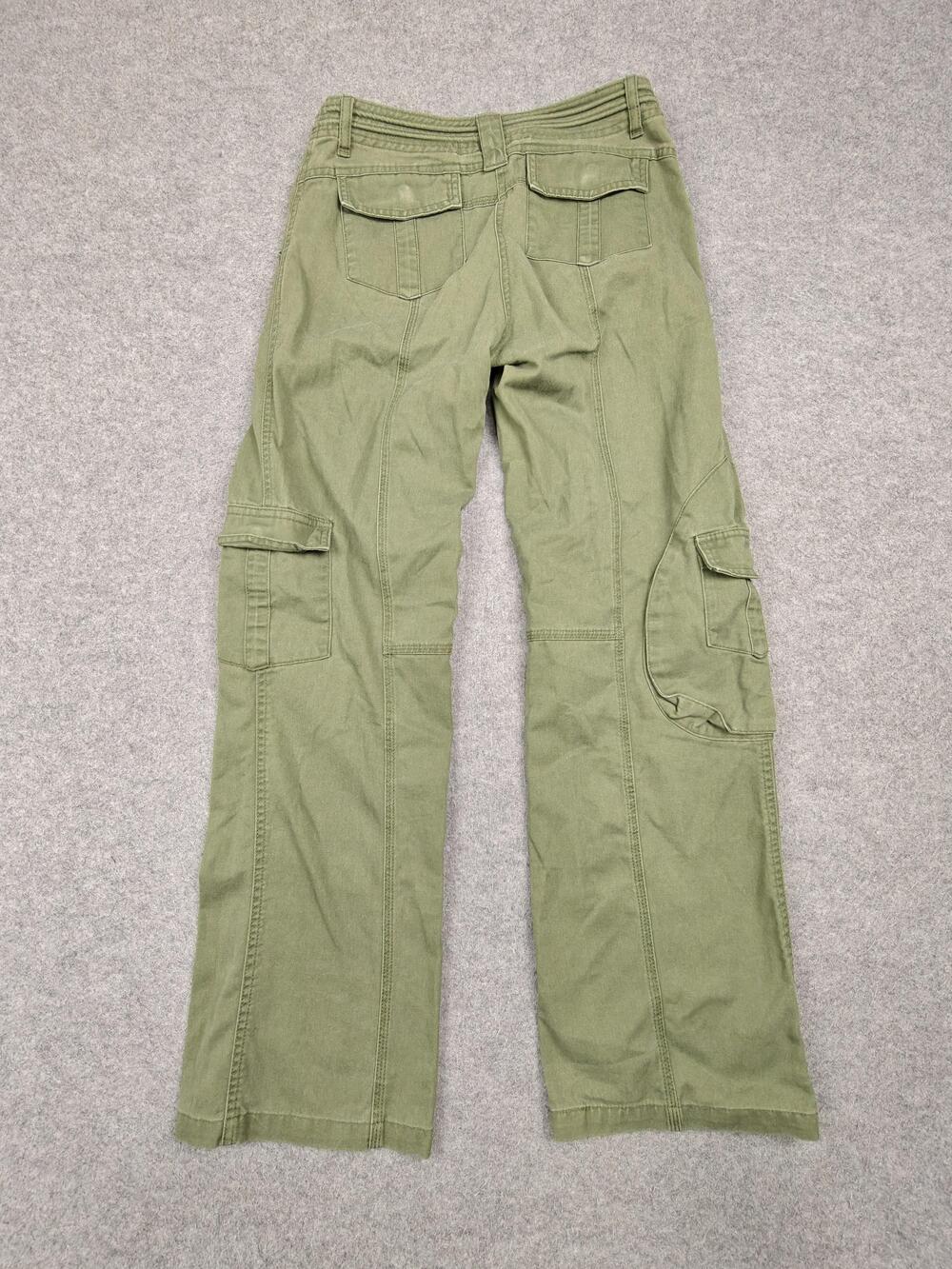Brandy Melville Cargo Pants Womens One Size Green Twill Adjustable Waist Utility - Picture 6 of 11